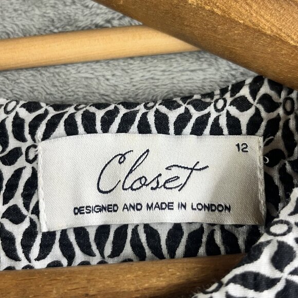 Closet Dress Womens 12 Sleeveless Fit Flare London Geometric Zip Knee Length - Picture 3 of 11